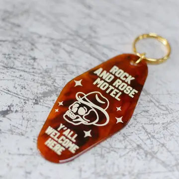 Rock And Rose Motel Cowboy Skull Keychain