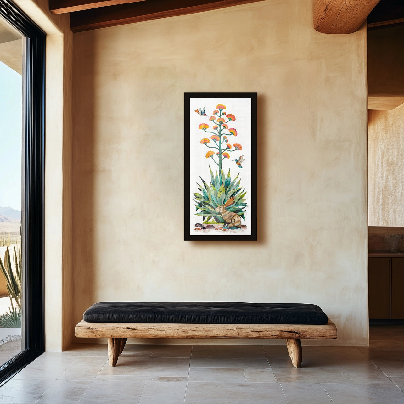 Agave Desert Wall Art | Cactus Country Jackrabbit | Unframed
