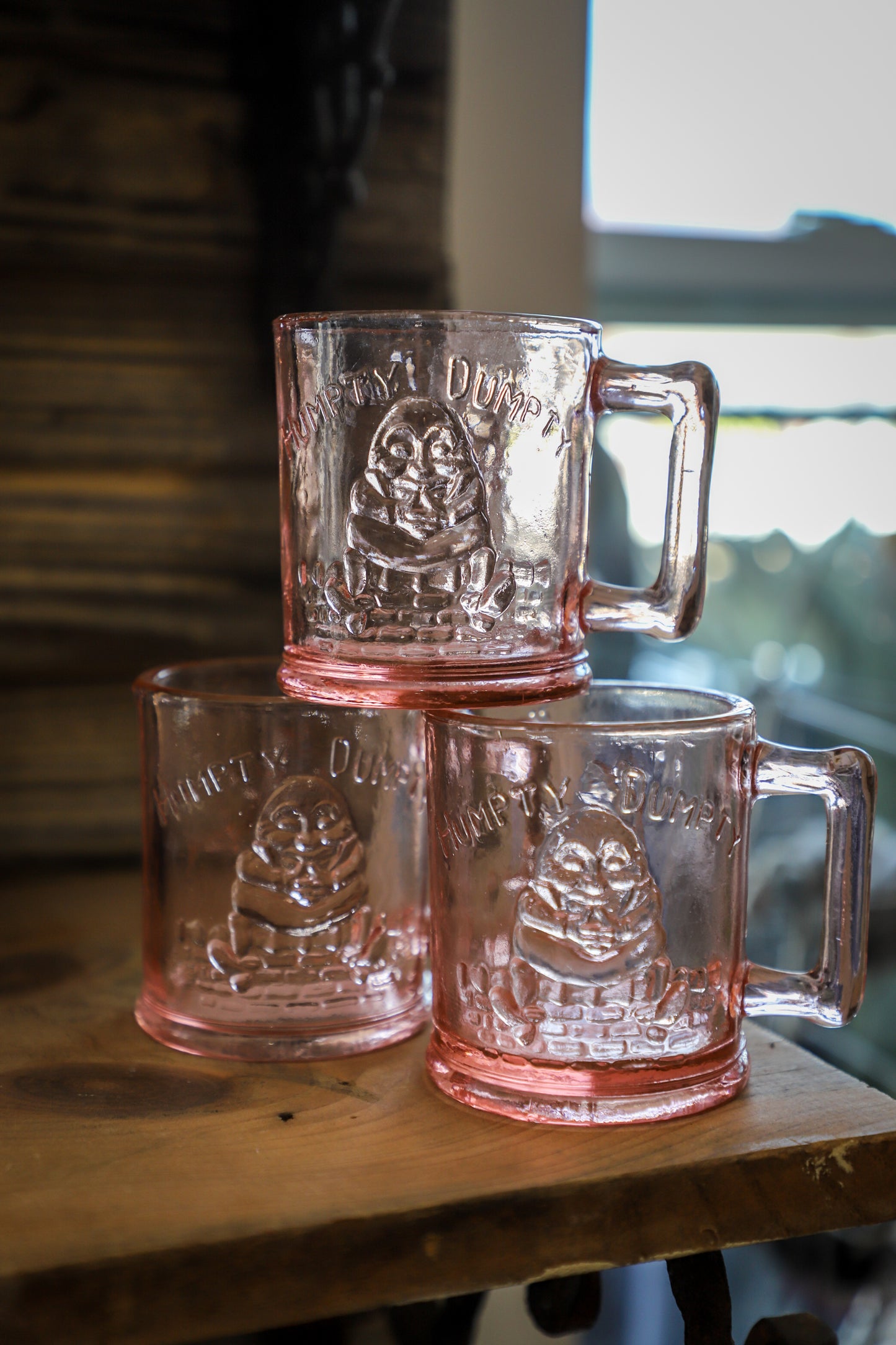 Humpty Dumpty Pink Glass Cup