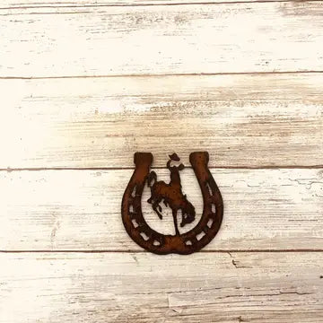 Horseshoe With Wyoming Bronc Rider Magnet