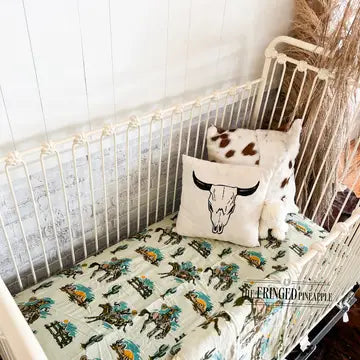Buckaroo Ranch Bronc Fitted Crib Sheet
