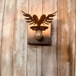 Rustic Memorial Heart With Wings Nightlight