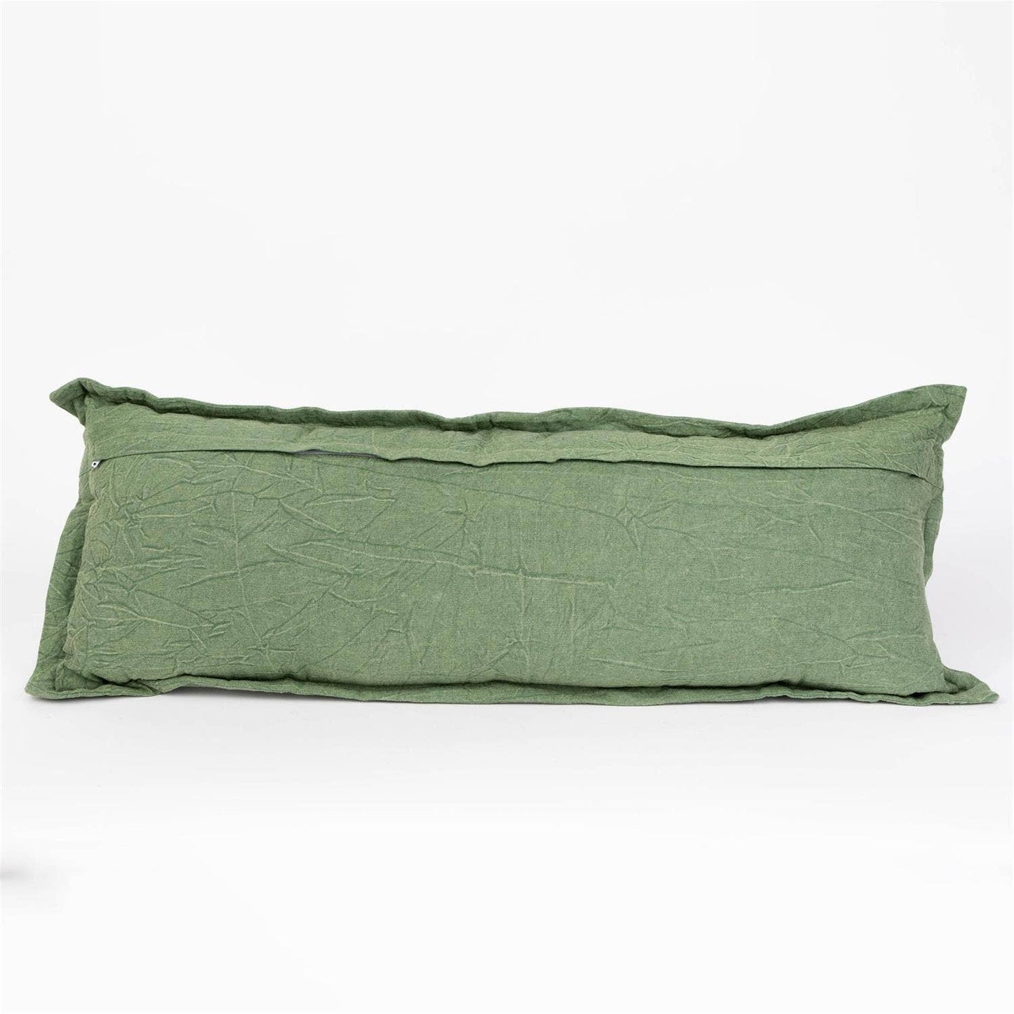 Green Canvas Embroidered Bugs Lumbar Pillow