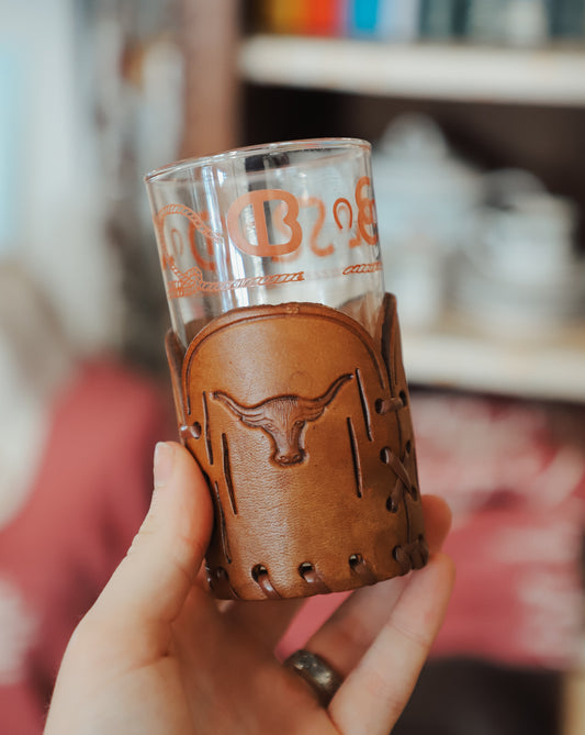 Longhorn Vintage Glasses - Tooled Leather Holder