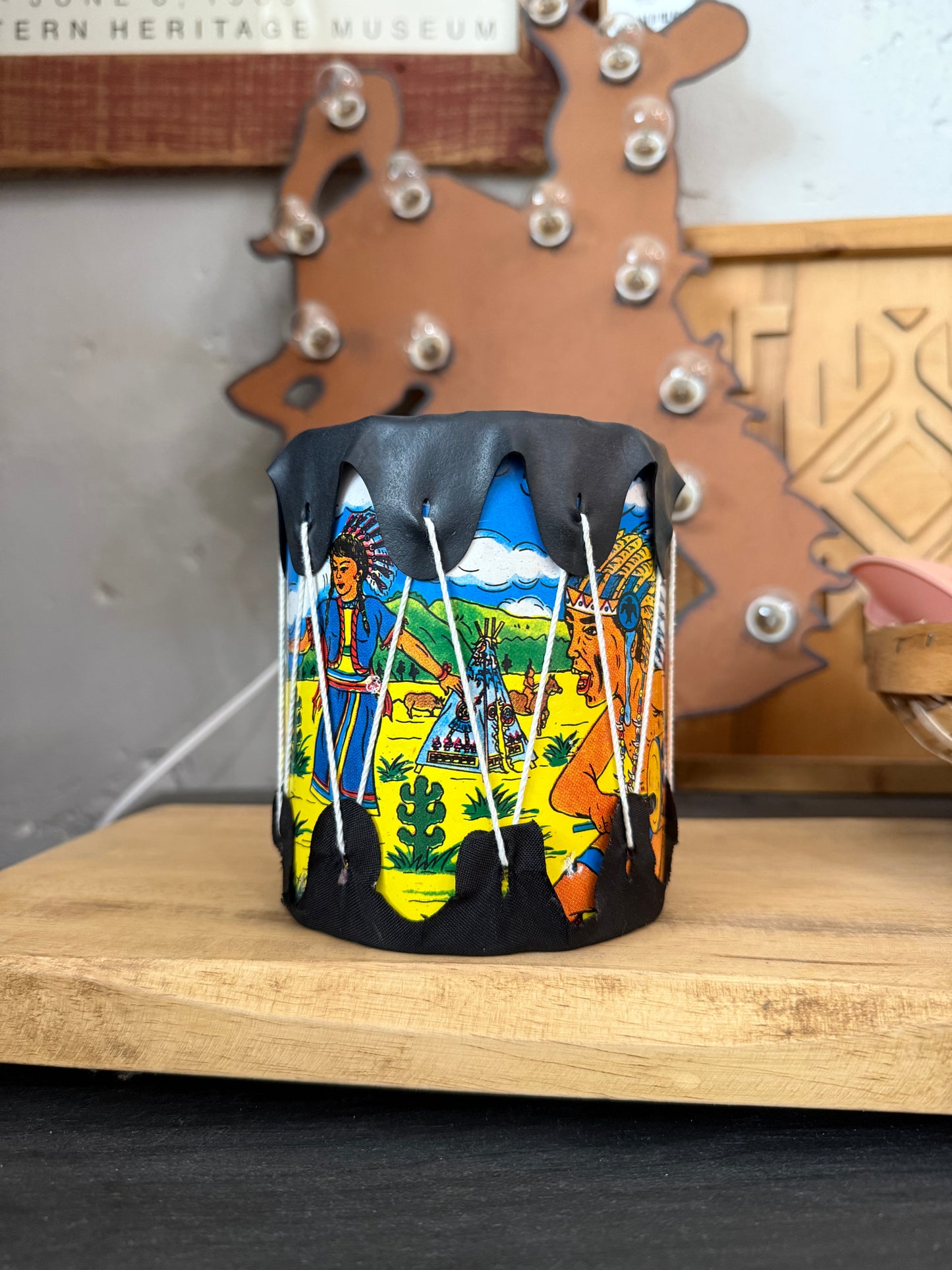 Vintage Native American Indian Tom Tom Drum