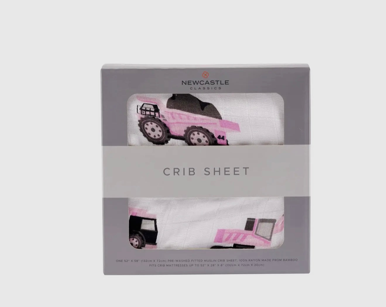 Pink Digger Muslin Crib Sheet