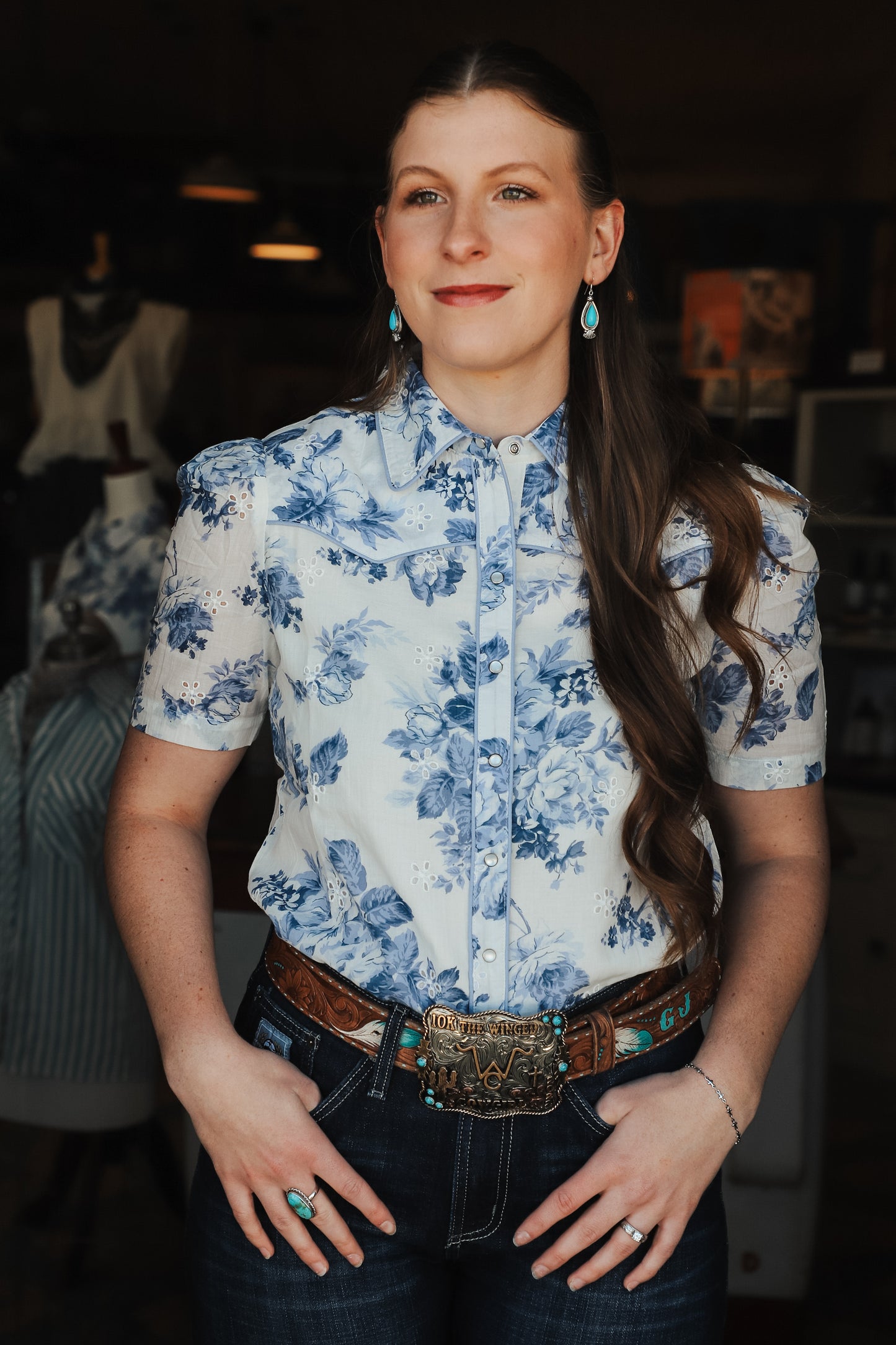 Fancy Floral Pearl Snap