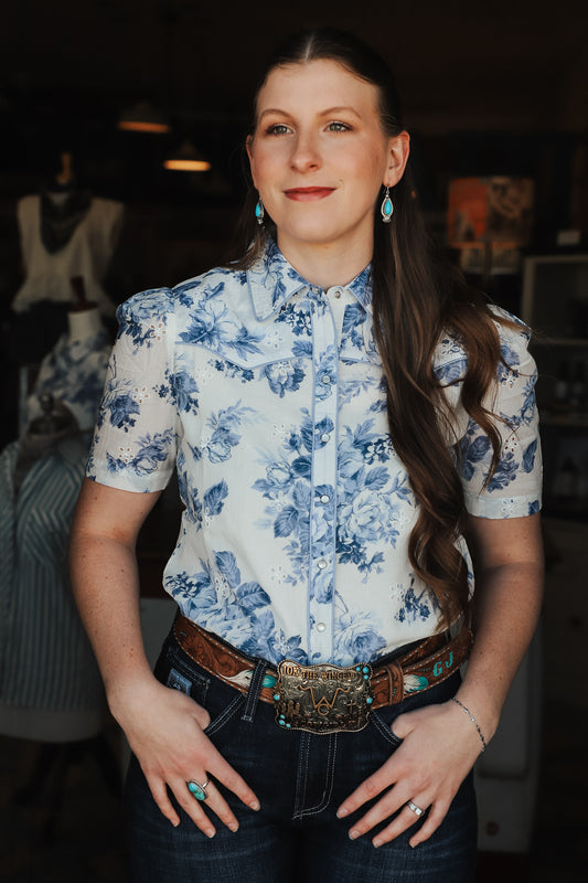 Fancy Floral Pearl Snap