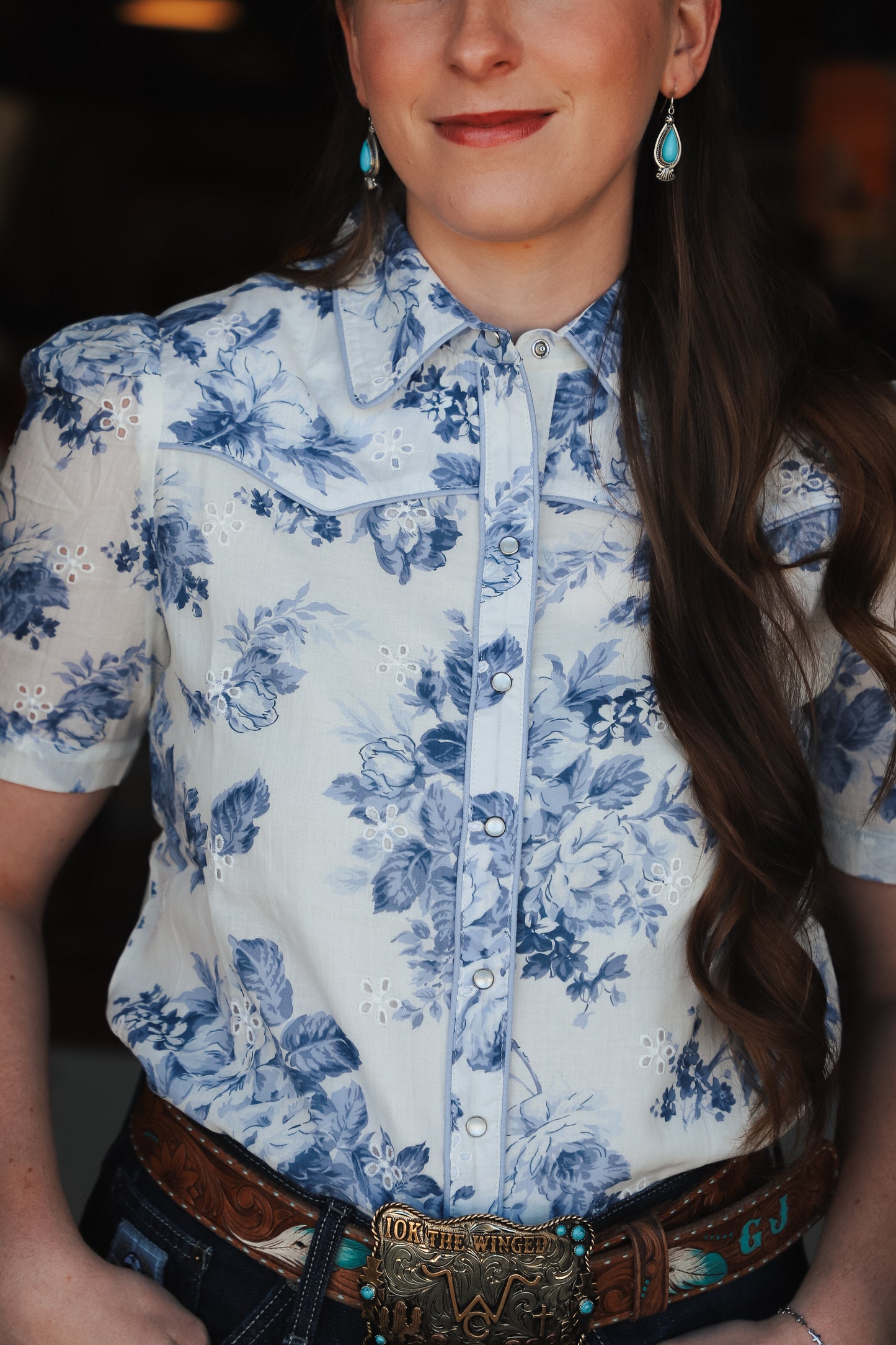 Fancy Floral Pearl Snap