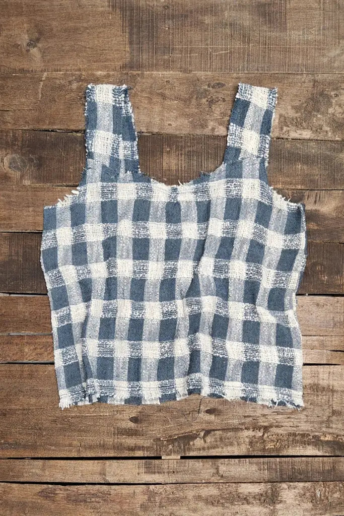 Weaving About Tank- Navy Gingham