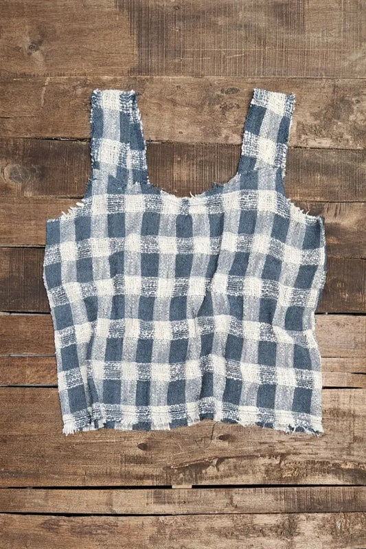 Weaving About Tank- Navy Gingham