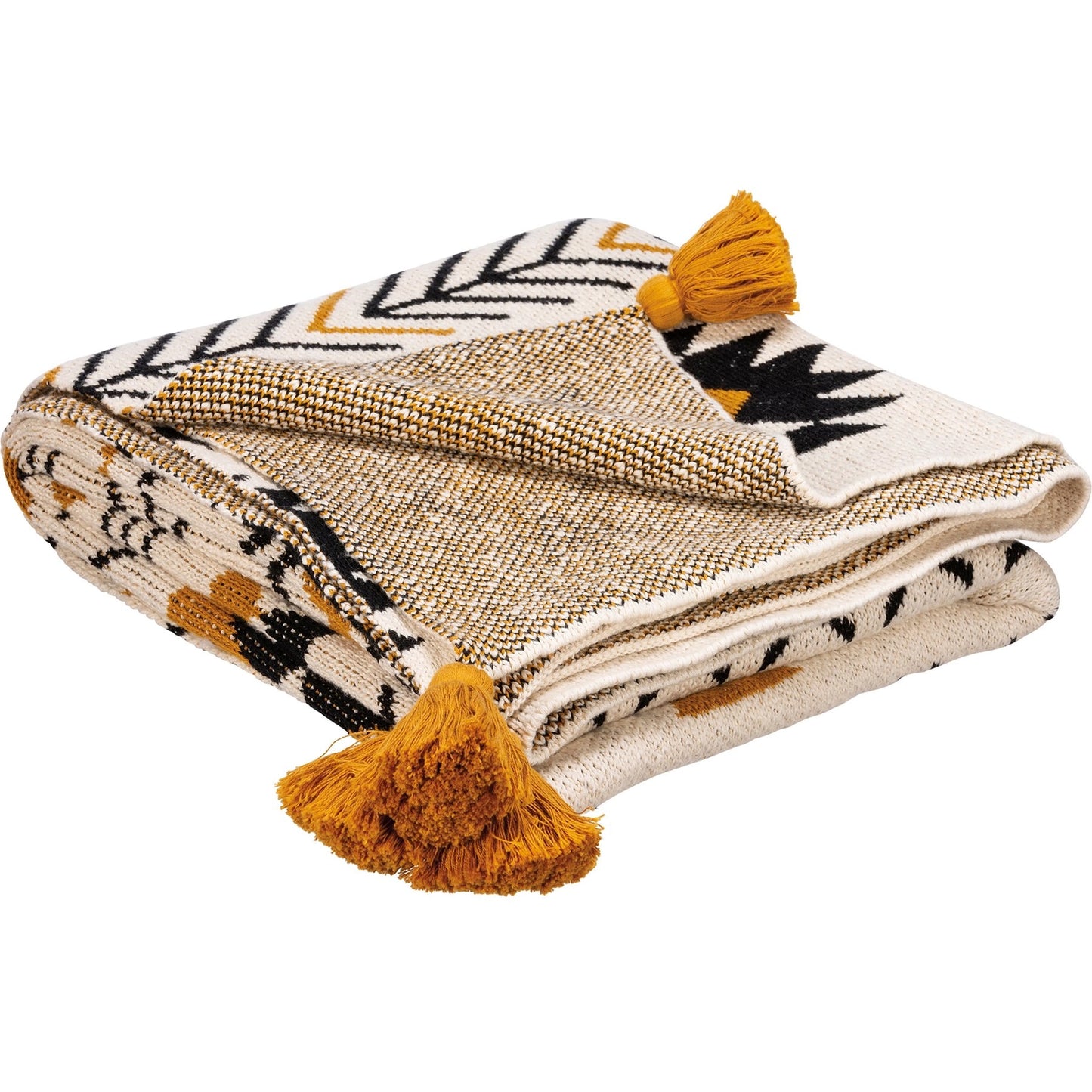 Saffron and Black Aztec Throw