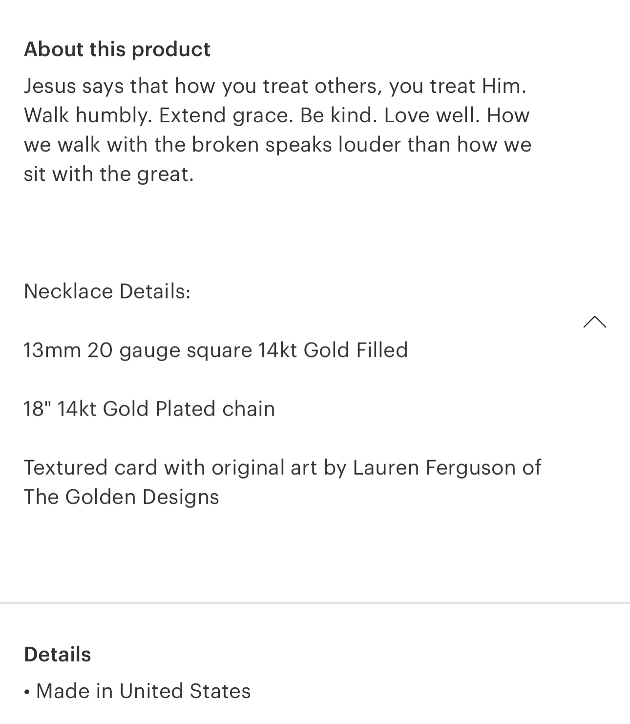 Least Of These parables necklace