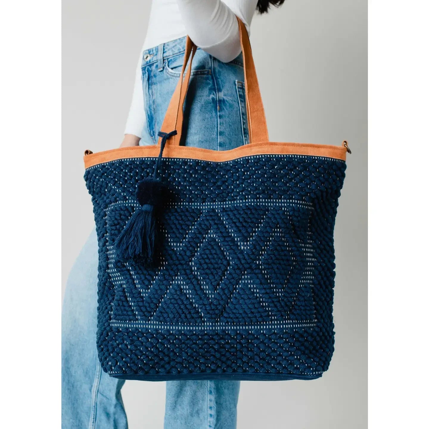 Navy Diamond Pattern Tote