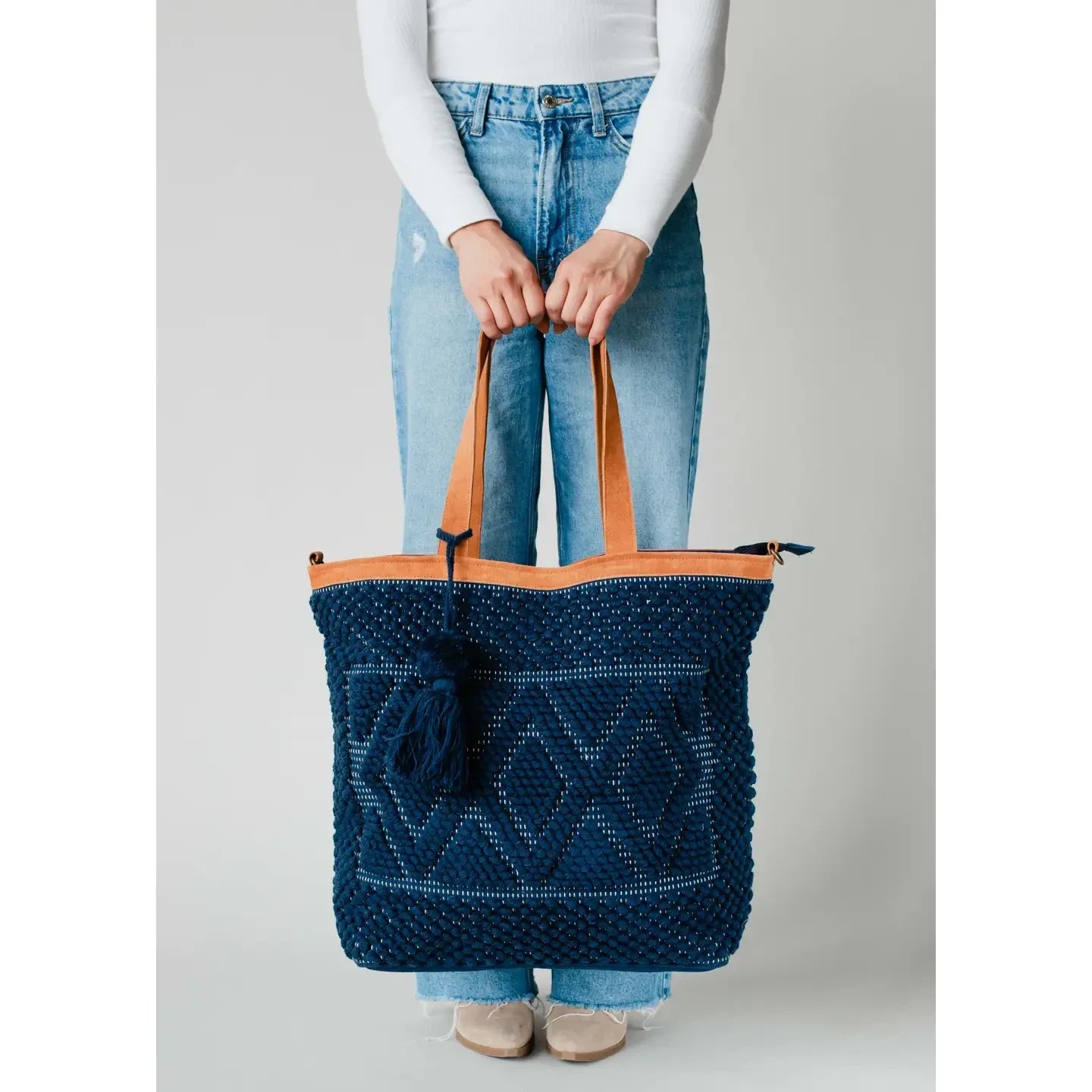 Navy Diamond Pattern Tote