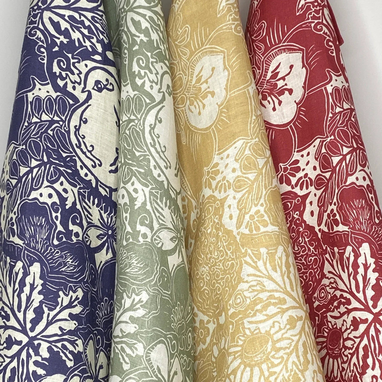 Floral Bird Linen Tea Towel