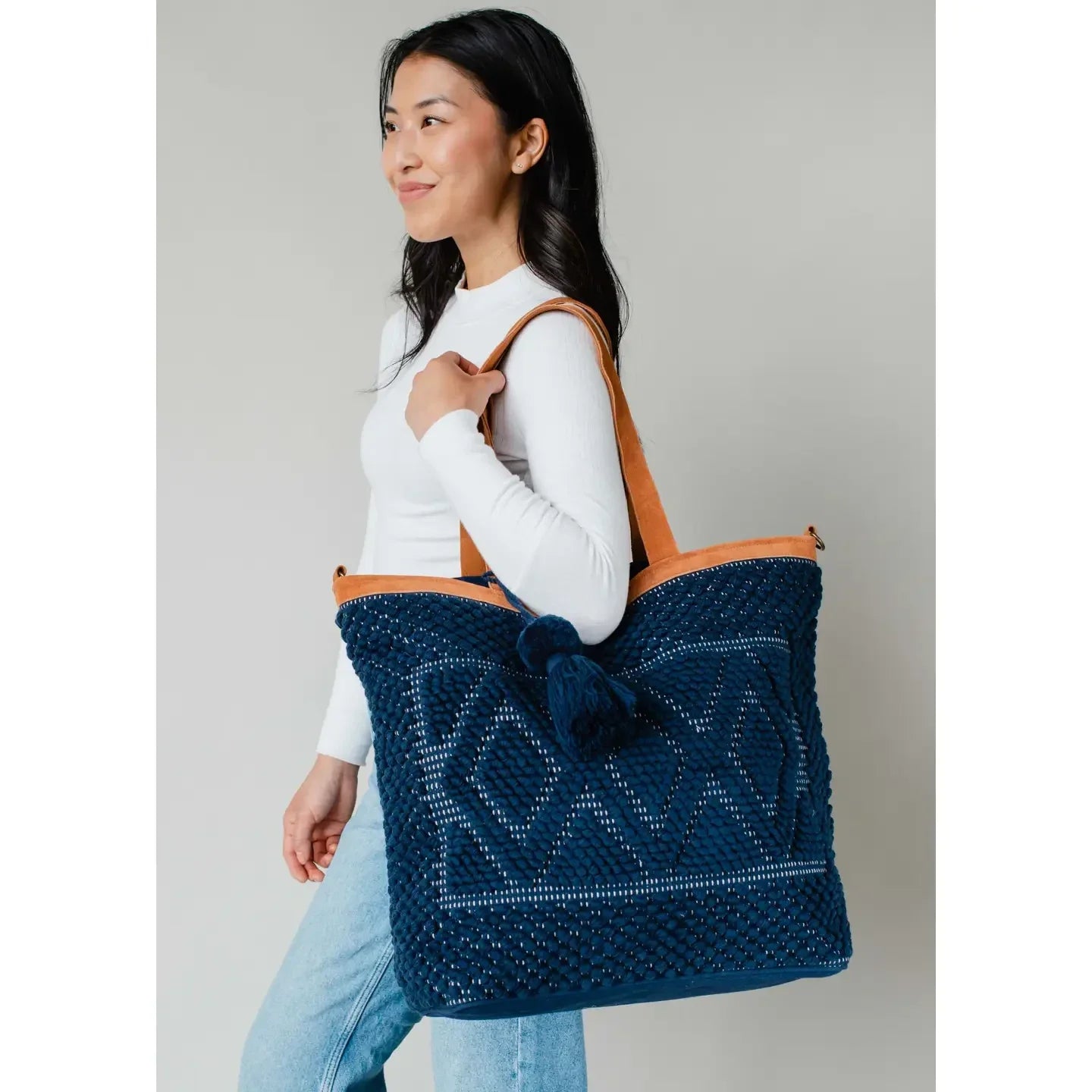 Navy Diamond Pattern Tote