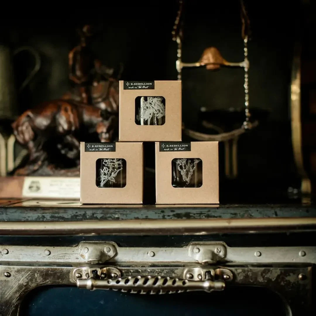 Western Etched Old Fashioned Whiskey Glass